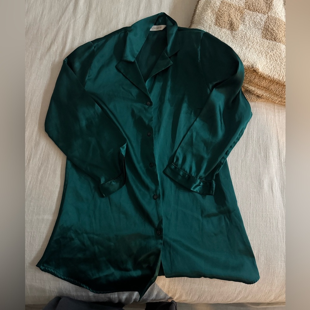 Victorias Secret Elegant Teal Button-Up Night Gown